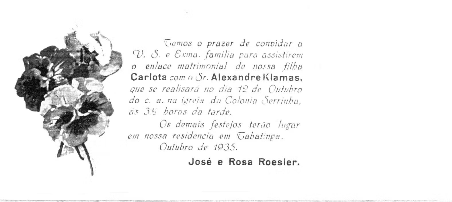 Família de Alexandre Klamas — memória/convite